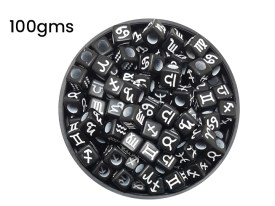 Cuentas plasticas cubo negro zodiaco blanco